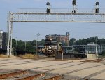 NS 4002 leads train 350 past Raleigh Union Station